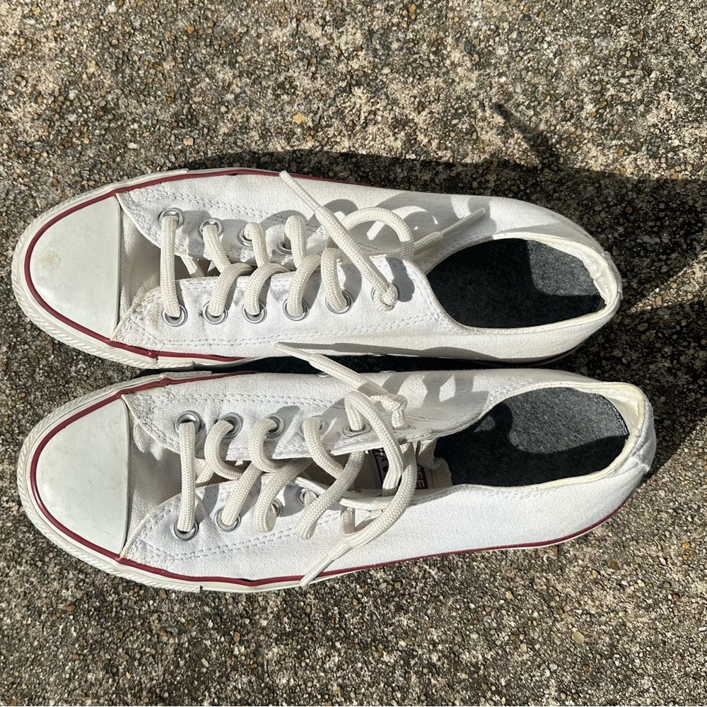 Converse CLASSIC ALL STAR White Low-Top Canvas Sneakers with Red Trim